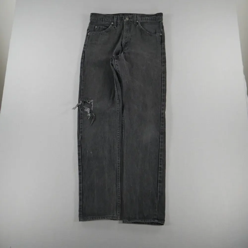 Vintage 90s Levi’s 505 Black Regular Fit Straight Leg Red Batwing Mens (31x32)